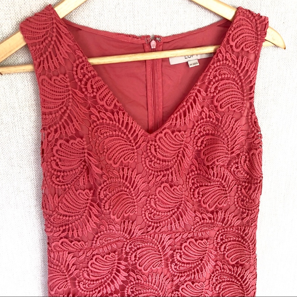 LOFT coral lace dress - Picture 2 of 4